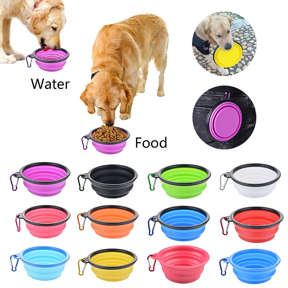 Folding Silicone Dog Bowl Large Pet Collapsible Food Container Outdoor Travel Pet Feeding Bowl Portable Dish Bowls