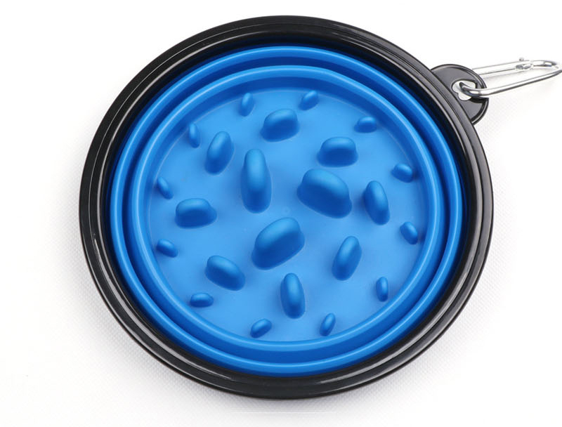 Portable Foldable Buckle Pet Dog Puppy Slow Feeding Bowl Feeder Food Grade Pet Bowl