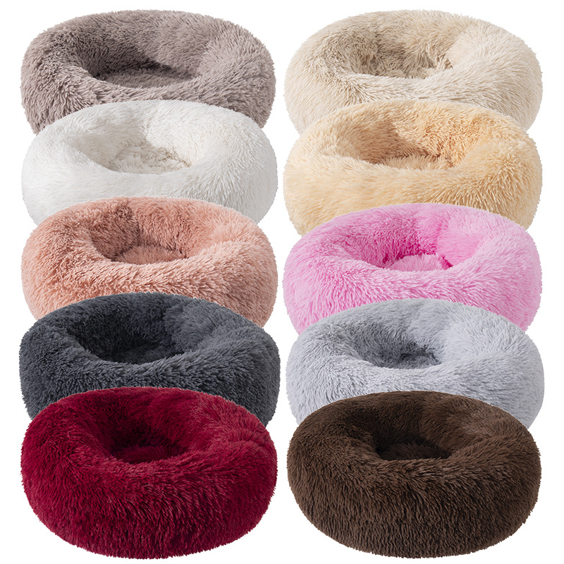 Plush round pet kennel dog bed winter warm cushion dog pad pet bed