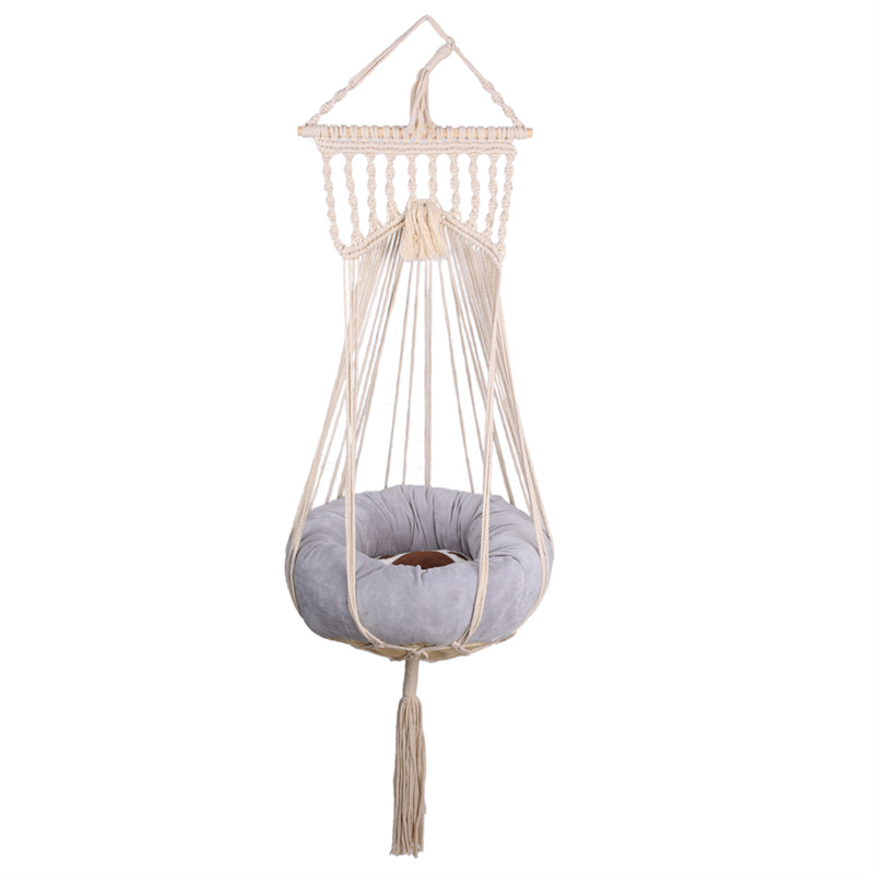 laddawan Macrame Cat Hammock  Hanging Cat Bed with Cushion  cat Swing