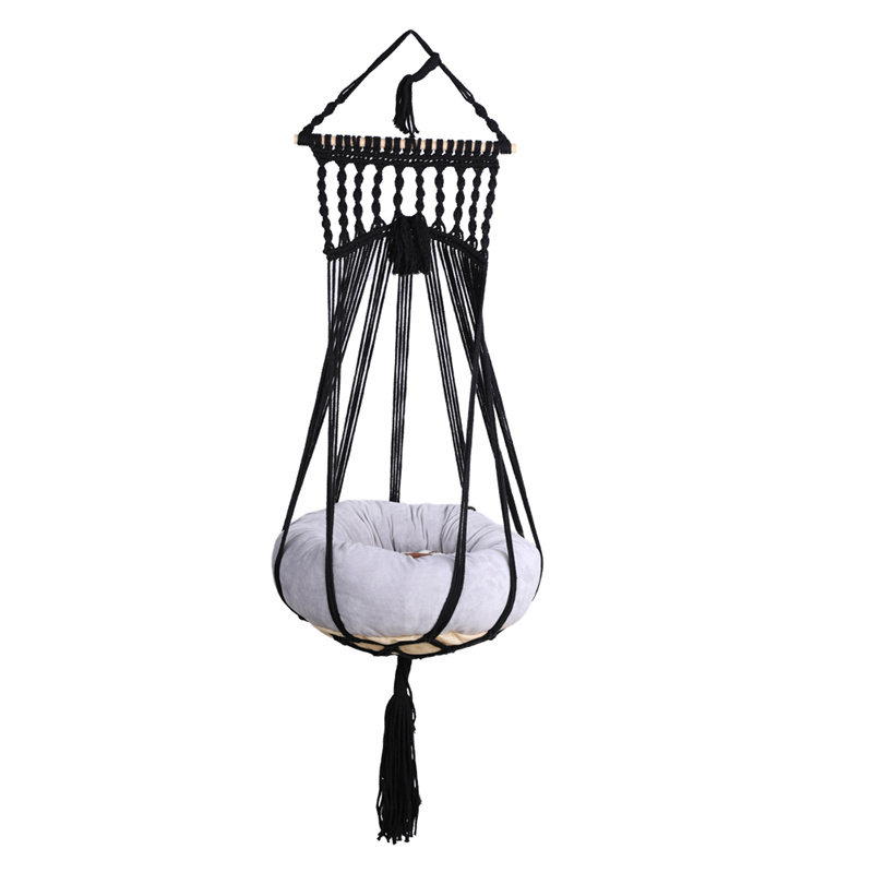 laddawan Macrame Cat Hammock  Hanging Cat Bed with Cushion  cat Swing
