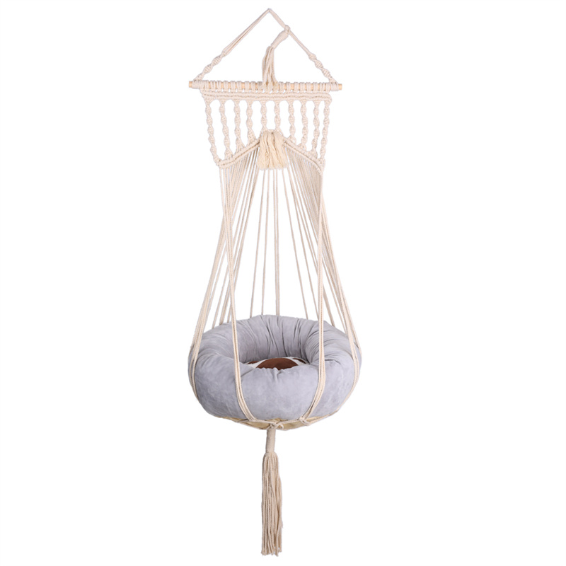 laddawan Macrame Cat Hammock  Hanging Cat Bed with Cushion  cat Swing