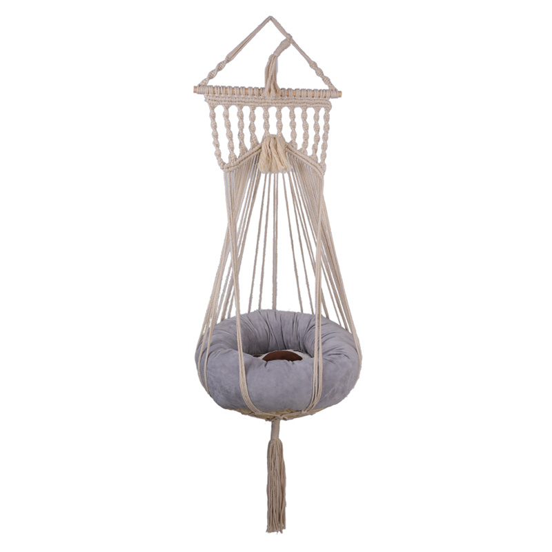 laddawan Macrame Cat Hammock  Hanging Cat Bed with Cushion  cat Swing