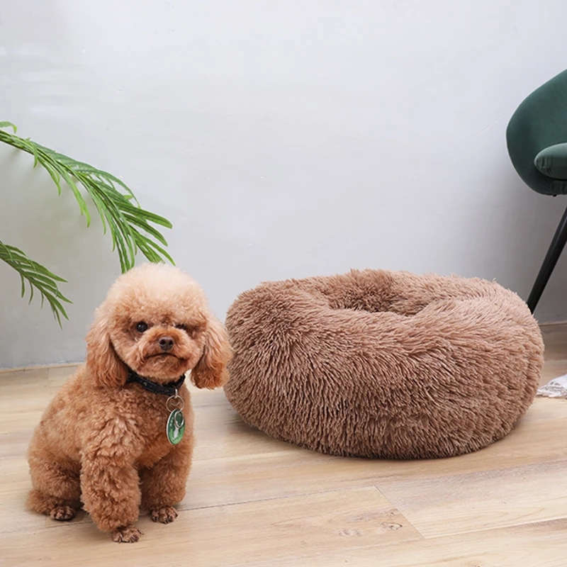 Soft Comfortable Extended Plush Mechanical Cleaning Detachable Pet Supplies Round Donut Cat Round Pet Bed