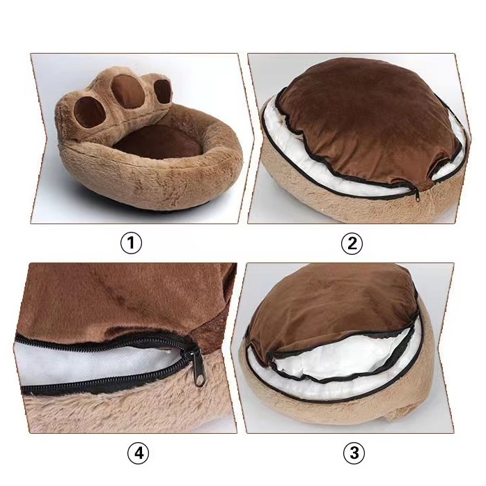 Short faux fur pet bed plush donut round dog bed Dropshipping soft wash cat bed detachable pet sofa sleeping nest