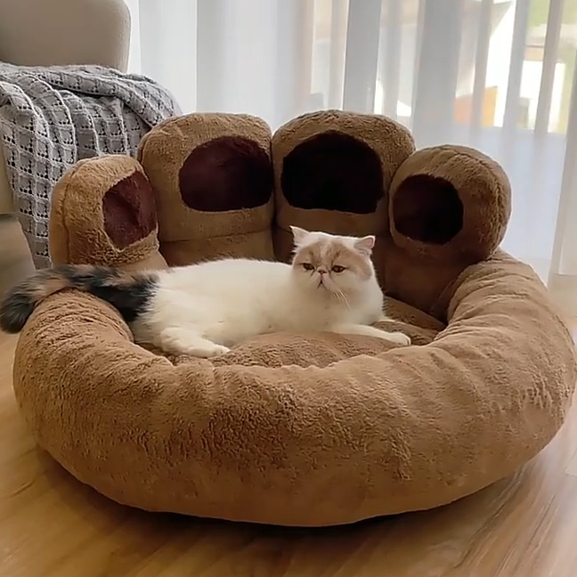 Short faux fur pet bed plush donut round dog bed Dropshipping soft wash cat bed detachable pet sofa sleeping nest
