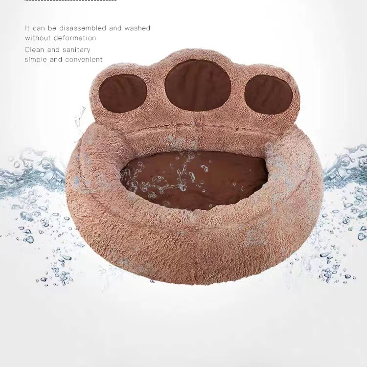 Short faux fur pet bed plush donut round dog bed Dropshipping soft wash cat bed detachable pet sofa sleeping nest