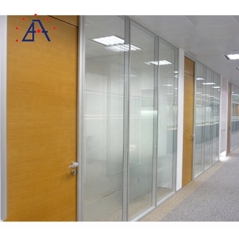 Office Interior Glass Window Aluminium Glass Partition Wall With Blinds Design Glass Office Door