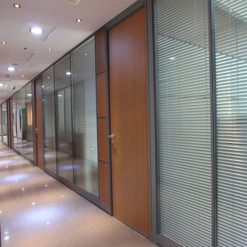 Office Interior Glass Window Aluminium Glass Partition Wall With Blinds Design Glass Office Door