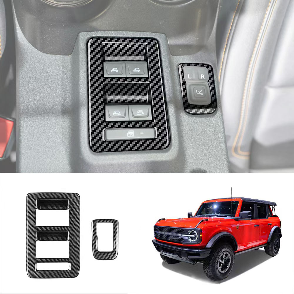 Carbon Style Decorative Abs Door Glass Window Electric Lift Accessories Sticker Fiber Switch Trim Cover For Ford Bronco