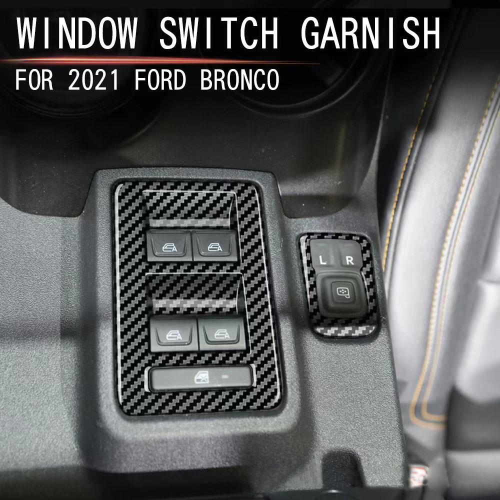 Carbon Style Decorative Abs Door Glass Window Electric Lift Accessories Sticker Fiber Switch Trim Cover For Ford Bronco