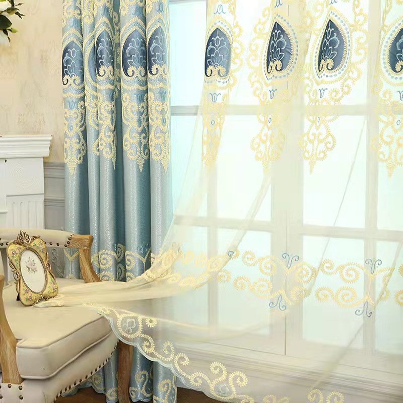 China  Living Room Window Curtain Carved Embroidered Church Curtains Backdrop Home Decoration