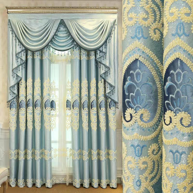 China  Living Room Window Curtain Carved Embroidered Church Curtains Backdrop Home Decoration