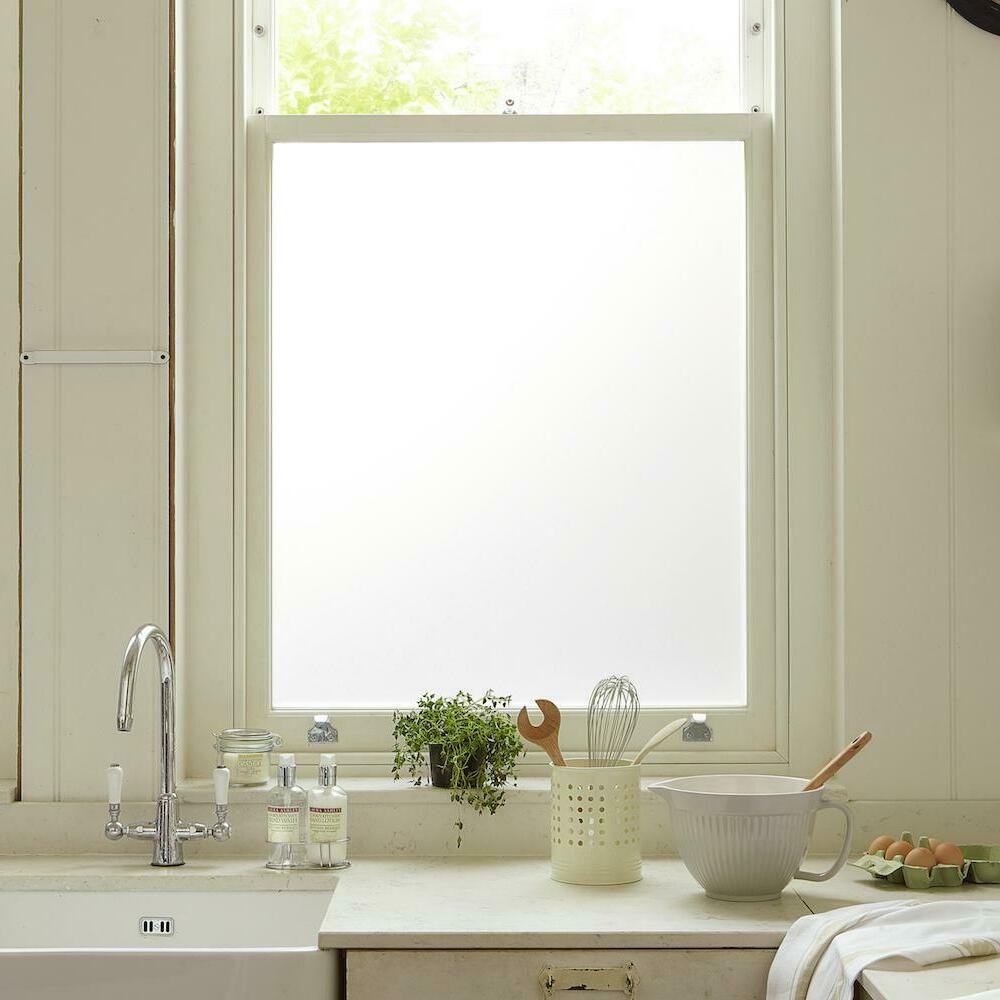 HOMIDEK Translucent Static Cling Window Film Privacy Decorative Film White Glass Film