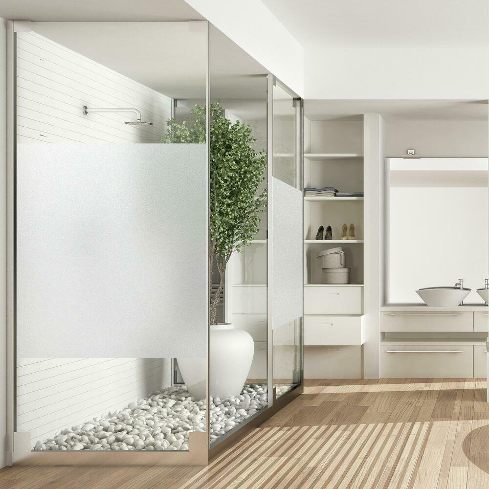 HOMIDEK Translucent Static Cling Window Film Privacy Decorative Film White Glass Film