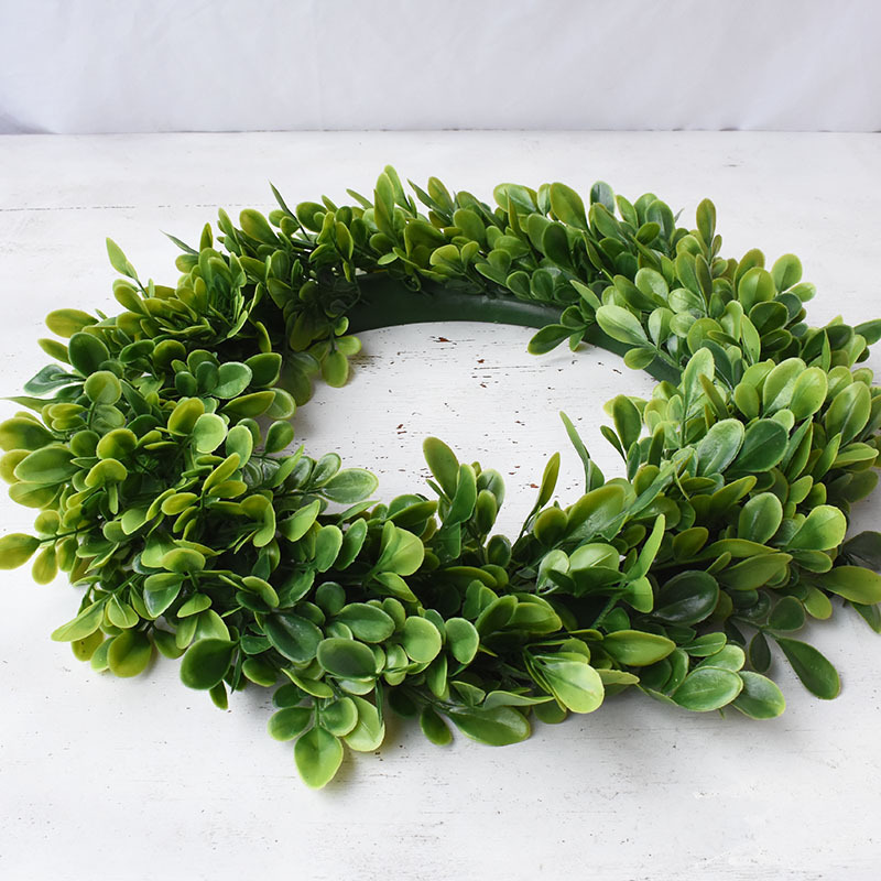  Wedding Decoration Plastic Green Leaf Garland Door Wreath Greenery Artificial Leaves Boxwood Wreaths