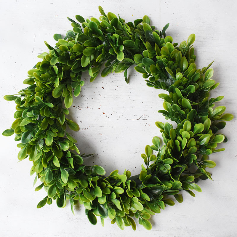  Wedding Decoration Plastic Green Leaf Garland Door Wreath Greenery Artificial Leaves Boxwood Wreaths