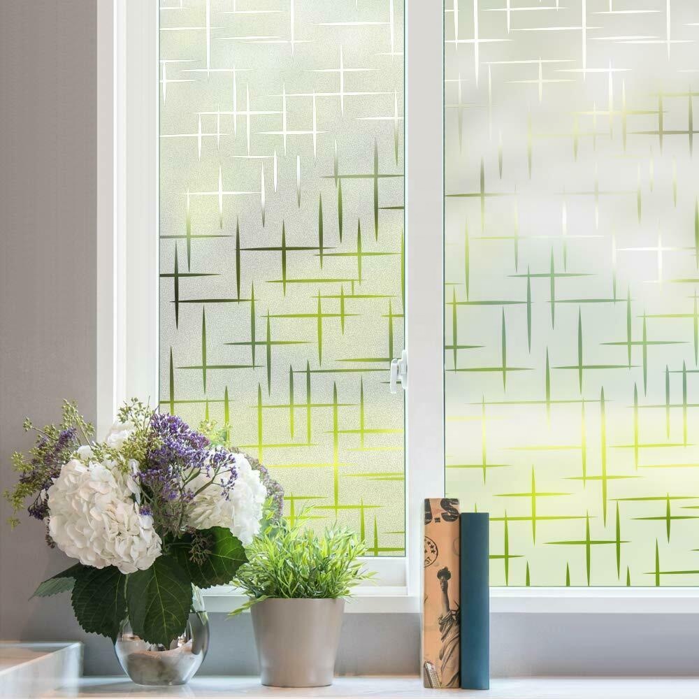 Frosted Window Privacy Film Non-Adhesive Glass Film Etched Removable Door Window Covering Static Cling for Bathroom Kitc