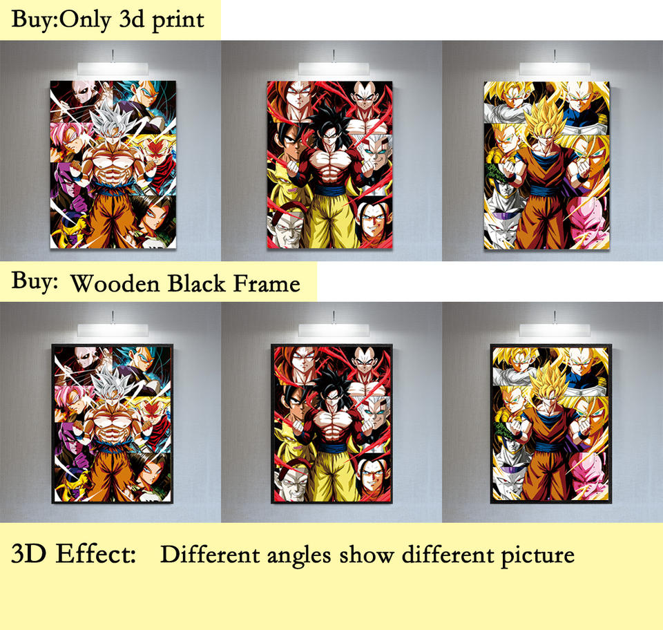 Dropshipping Dragon ball 3D Lenticular Poster wall decor DBZ goku vegeta 3D Lenticular Printing anime poster 3D print wa