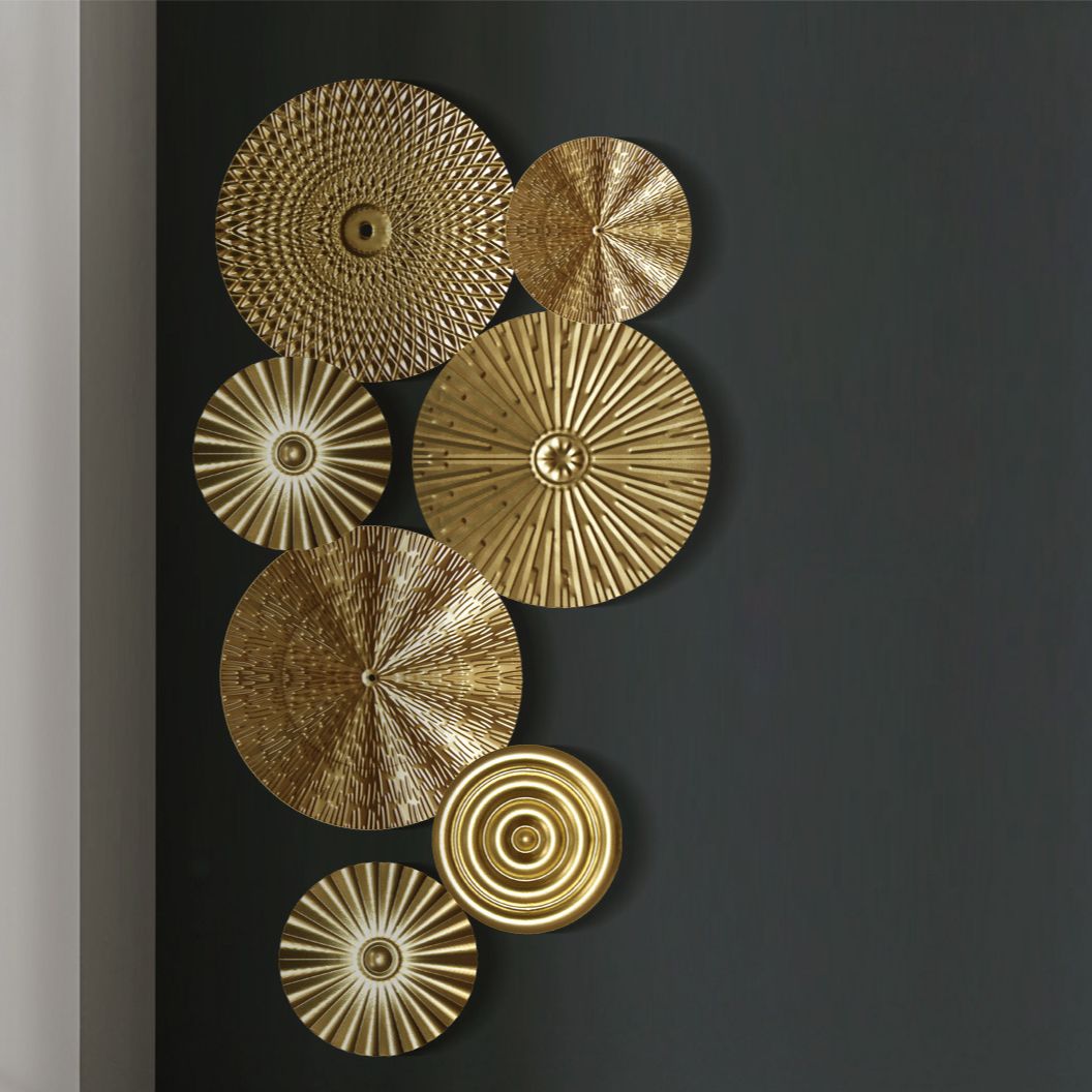 Luxury Gold Round Iron Wall-mounted Flower Home Decor Accessories Sofa Background Decoration Metal Wall Art Home Decor W