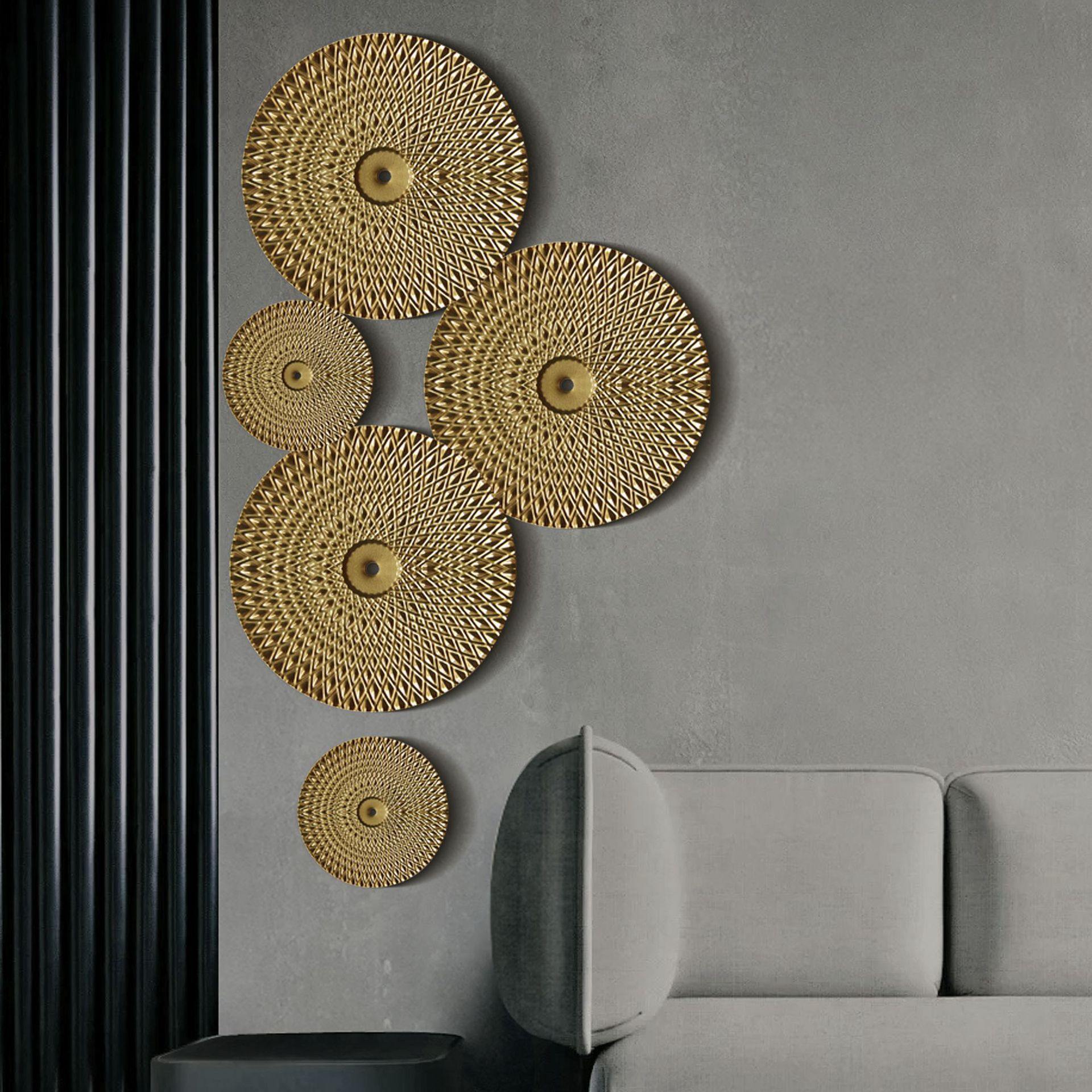 Luxury Gold Round Iron Wall-mounted Flower Home Decor Accessories Sofa Background Decoration Metal Wall Art Home Decor W