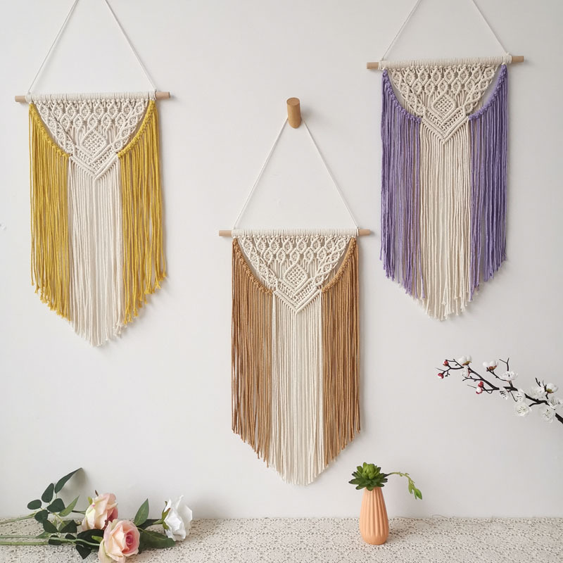 100% Cotton Crochet Living Room Bedroom Wall Decoration Hand Woven Ornament Art Macrame Wall Hanging Boho
