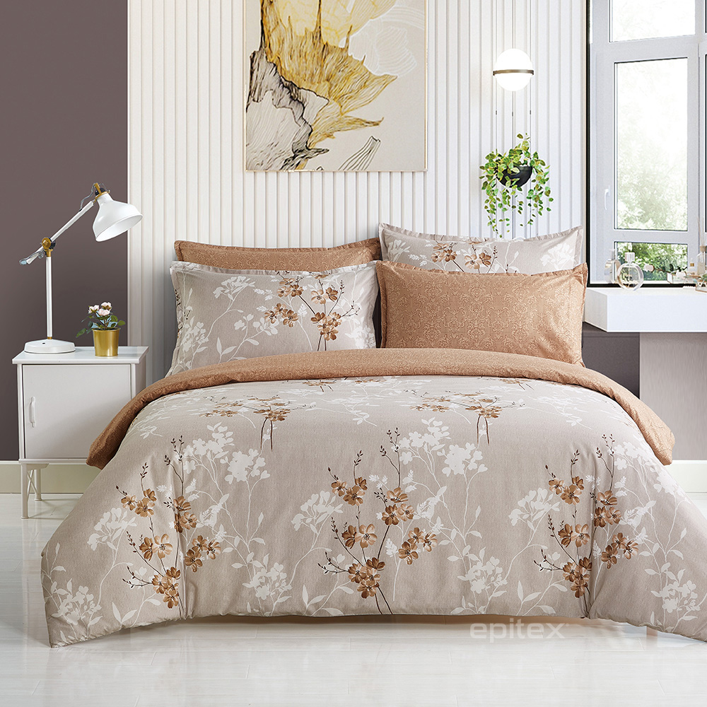 King Queen Twin Size Silkysoft Collection Plant Pattern Fitted Bed Sheet Bedding Set Home Textiles Epitex Brand