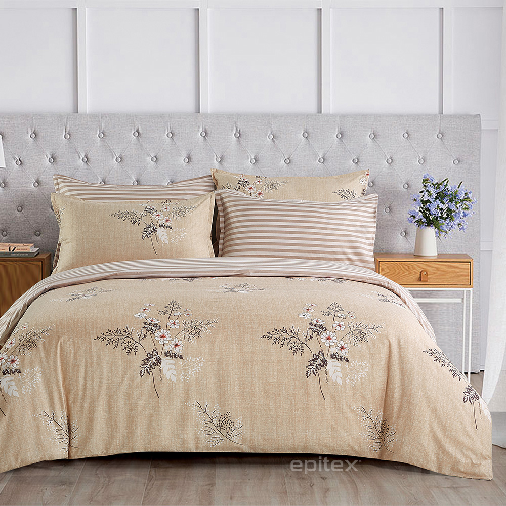 King Queen Twin Size Silkysoft Collection Plant Pattern Fitted Bed Sheet Bedding Set Home Textiles Epitex Brand