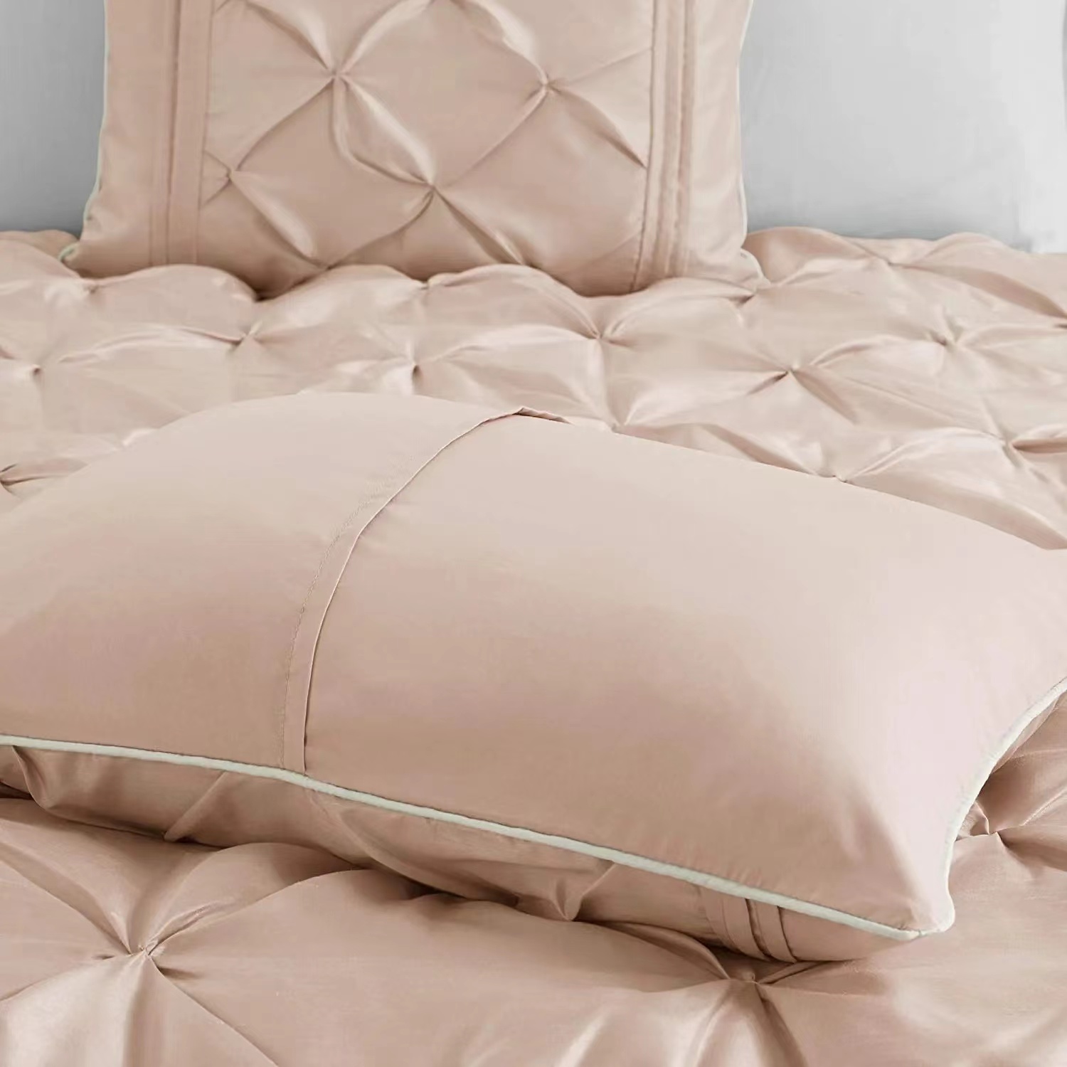silk bedding bedroom bed linen sets 7 pieces sheets bedsheets king size fluffy comforter luxury with matching curtains