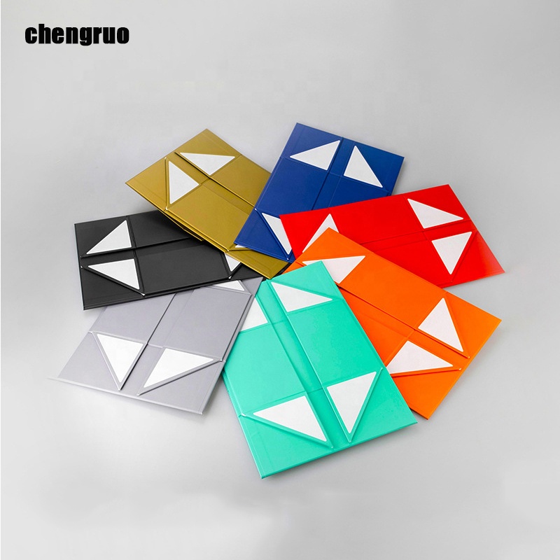 Chengruo Shipping Low Moq Stock Book Style Shape Plate Foldable Magnetic Closure Gift Packaging Paper Box With Ribbon