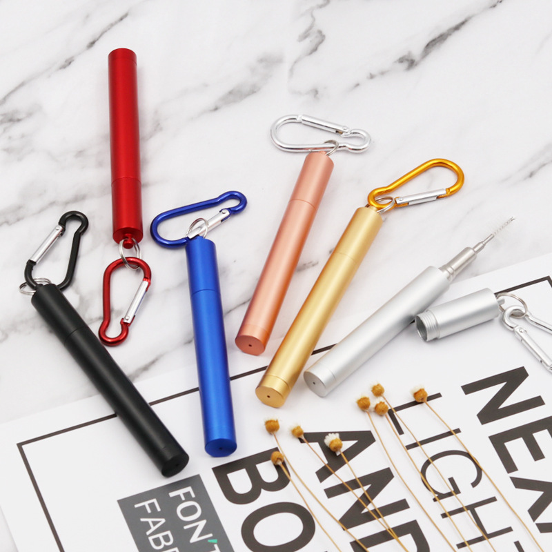   amazon foldable reusable straws 304 stainless steel foldable drinking straw with case
