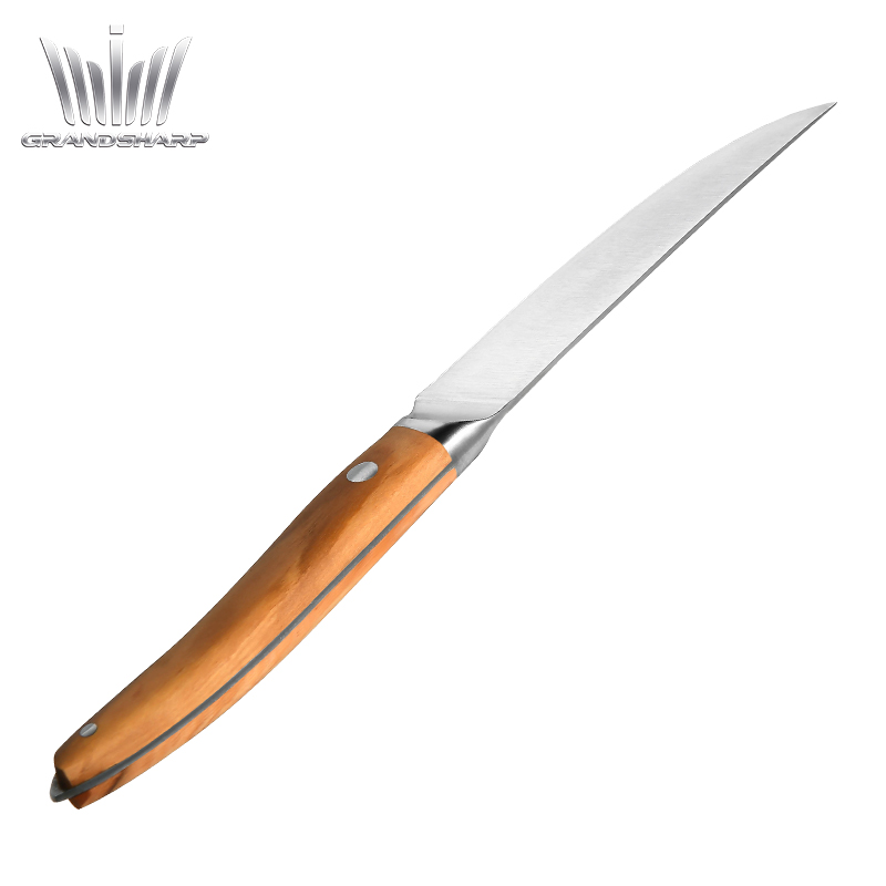 5.5 Inch Steak Knife High Carbon German 1.4116 Stainless Steel Table Dinner Meat Steak Knives with Olive Wood Handle