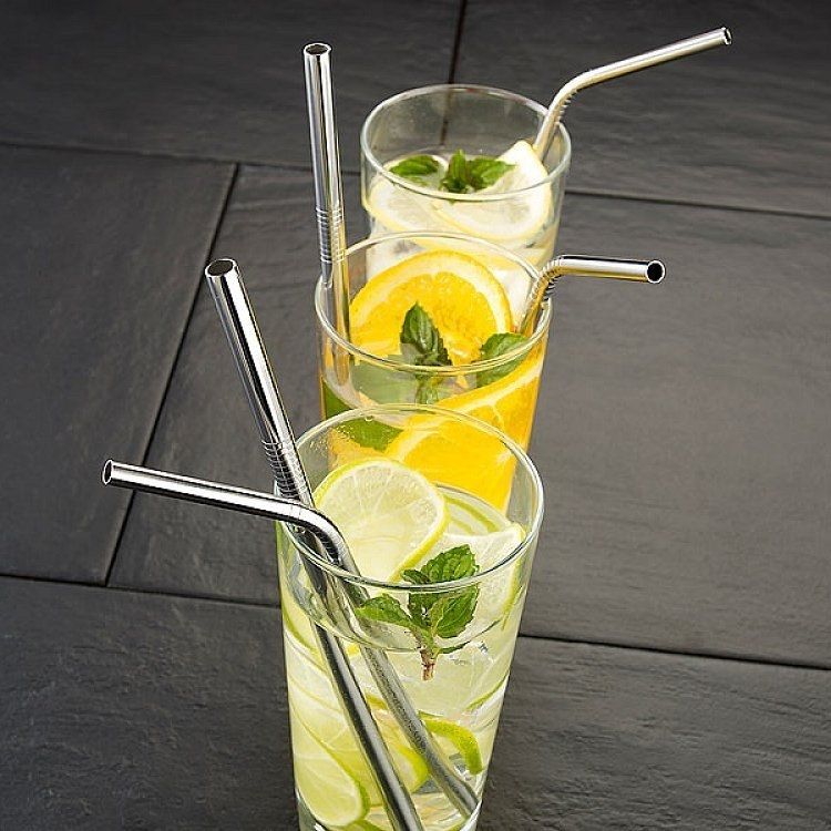 Portable Eco friendly 8pcs boba metal straw set with pouch Support  stainless steel drinking straw Wth Bag