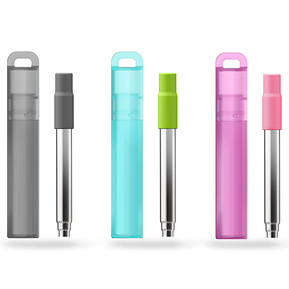   Portable Metal Telescopic Straw Eco-friendly Stainless steel Collapsible Straw With Case Brush