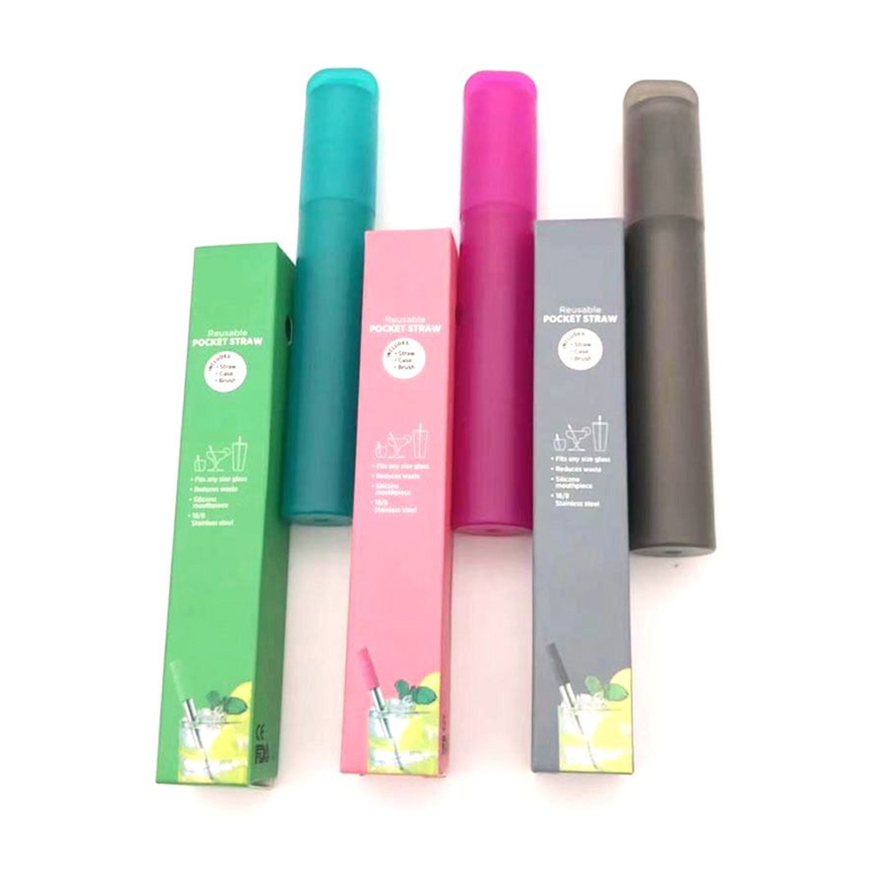   Portable Metal Telescopic Straw Eco-friendly Stainless steel Collapsible Straw With Case Brush