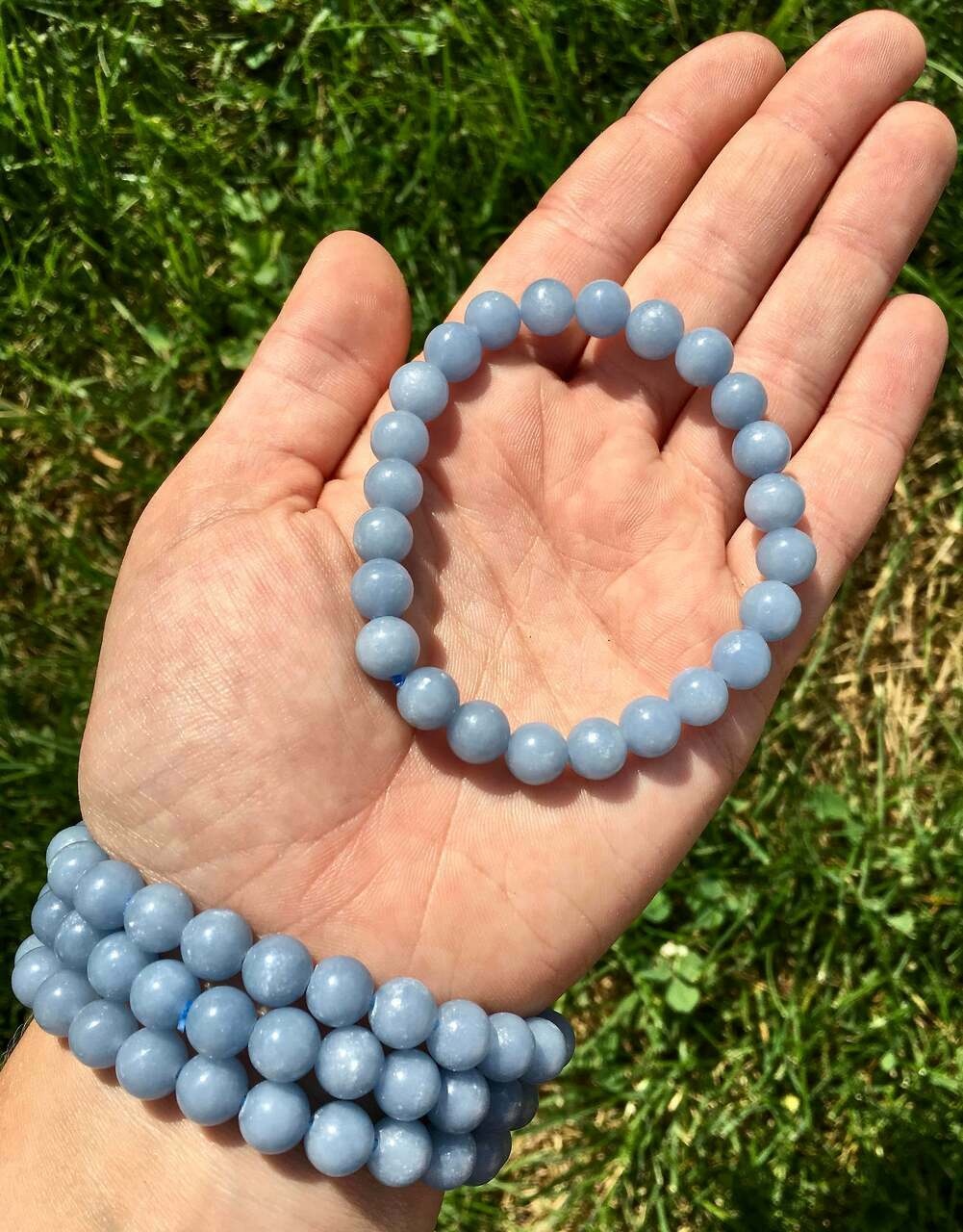 Natural Healing Light Blue Angelite Crystal Bracelet For Decoration Gifts