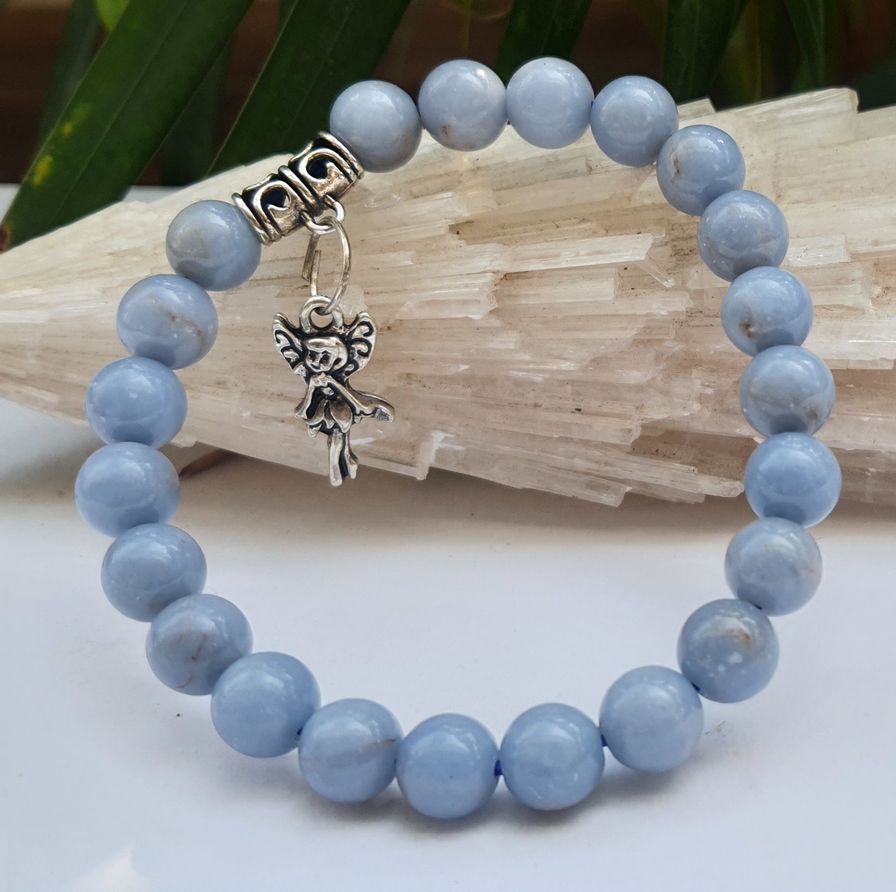 Natural Healing Light Blue Angelite Crystal Bracelet For Decoration Gifts