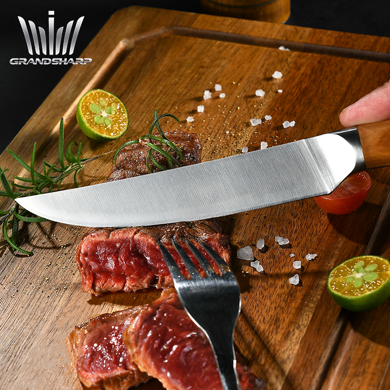 High Carbon German Stainless steel 5.5 Inch Table Dinner Knives Steak Knife with Olive Wood Handle