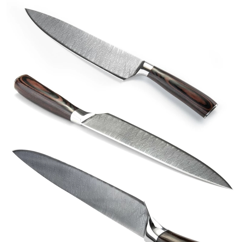 hot sale 8 Inch High Carbon 7Cr17 Stainless Steel Cooking Tools kitchenware Knife Laser Pattern best kitchen Chef knives