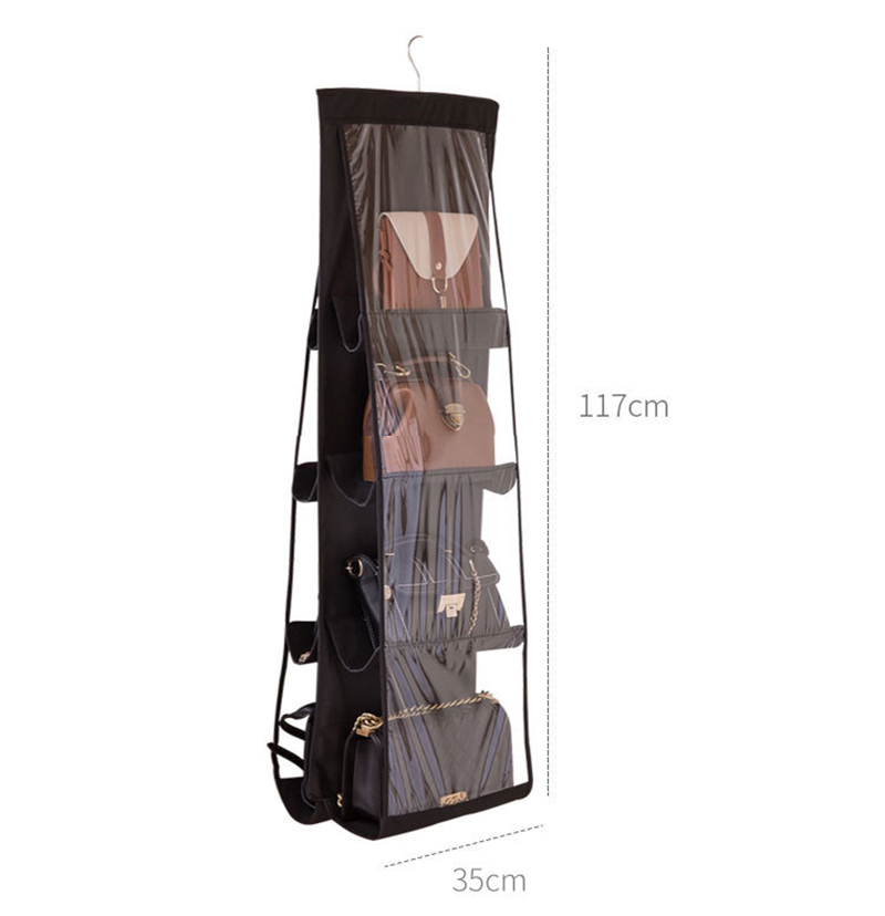 Wardrobe Space Saving Hanging Handbag Purse Organizer Breathable Fabric 8 Easy Access Pockets Hanging Bag Organizer Stor