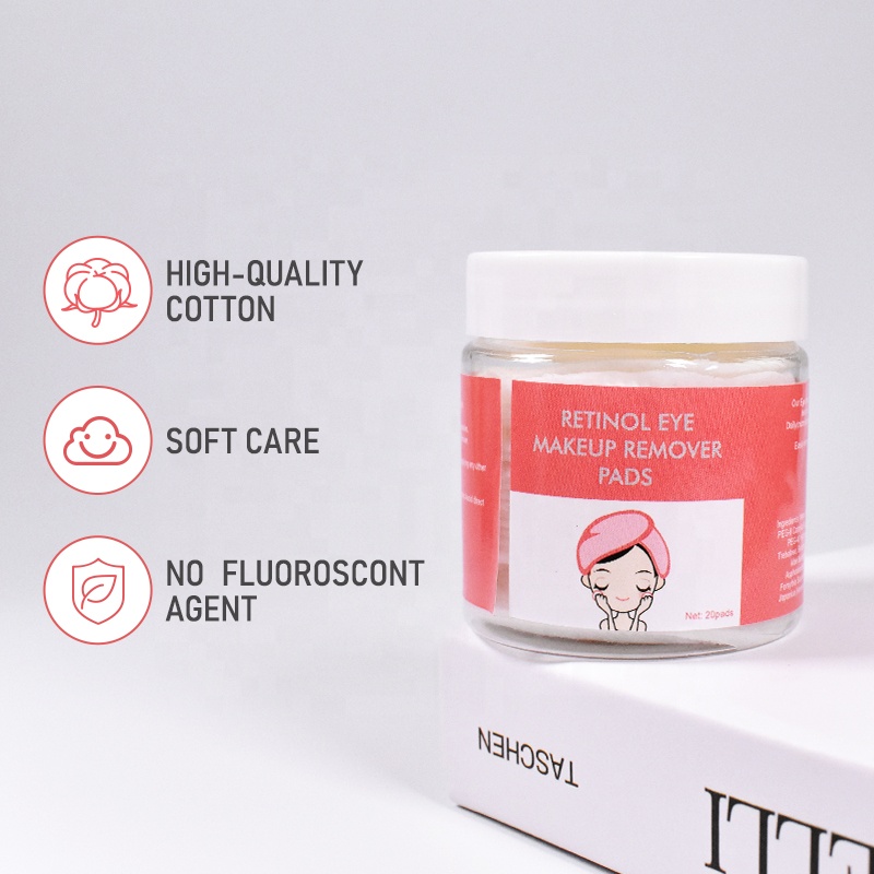 Private label  Facial Cleansing Pads Retinol Eye Makeup Remover Pads Bamboo Cotton  Peeling Makeup Pads