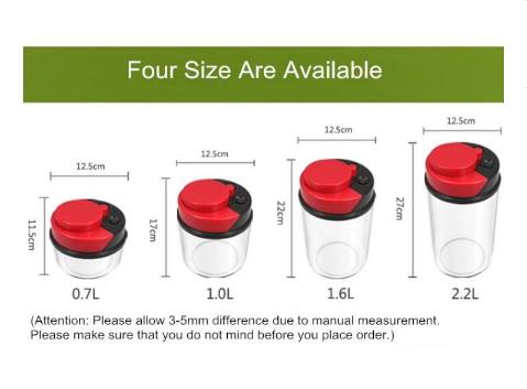 2200ML AS plastic BPA  round  Proof Vacuum Sealed Herbs Containers set airtight food fresh keeper vacuum sealed food sto