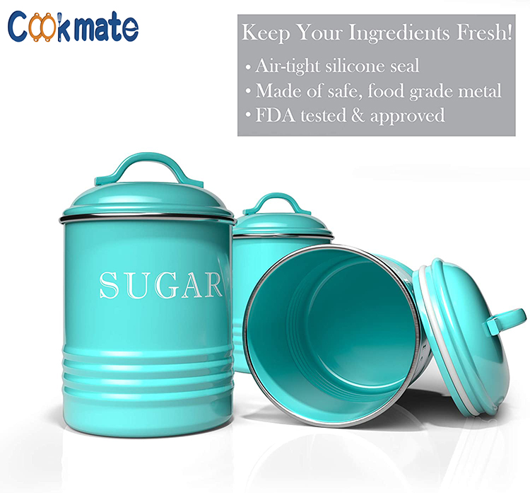 Airtight Kitchen Canister Decorations with Lids Metal Rustic Farmhouse Country Decor Containers for Sugar Coffee Tea Sto