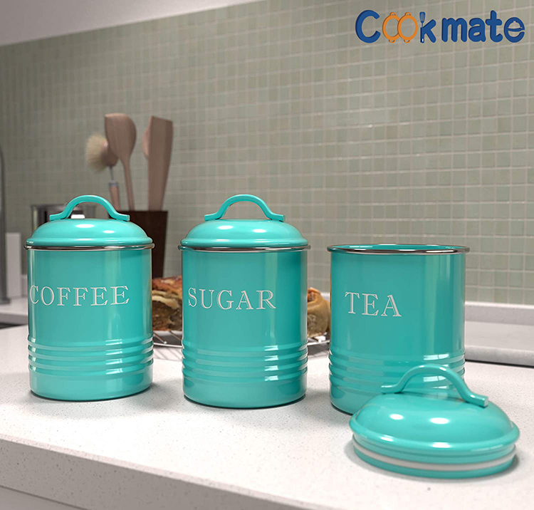 Airtight Kitchen Canister Decorations with Lids Metal Rustic Farmhouse Country Decor Containers for Sugar Coffee Tea Sto
