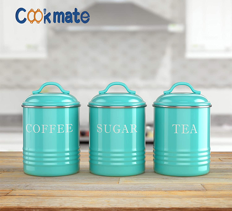 Airtight Kitchen Canister Decorations with Lids Metal Rustic Farmhouse Country Decor Containers for Sugar Coffee Tea Sto