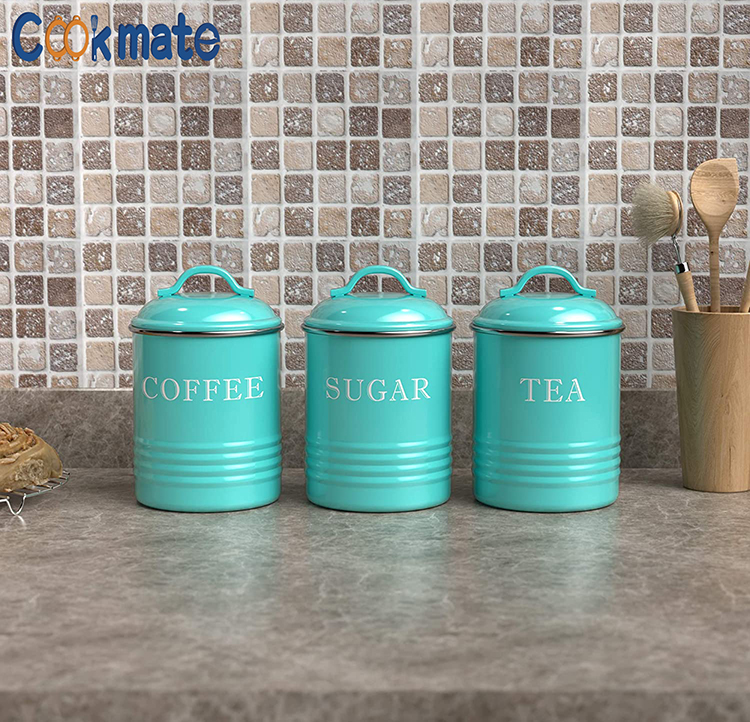 Airtight Kitchen Canister Decorations with Lids Metal Rustic Farmhouse Country Decor Containers for Sugar Coffee Tea Sto