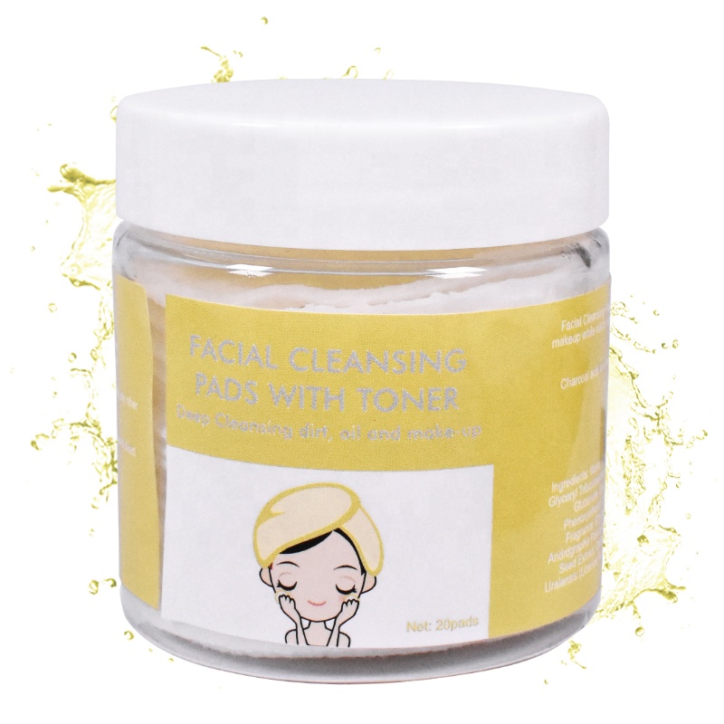 Private label   Facial Cleansing Pads With Toner Peeling Pads Bamboo Cotton Peeling Makeup Pads