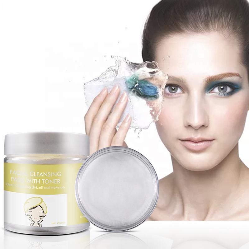 Private label   Facial Cleansing Pads With Toner Peeling Pads Bamboo Cotton Peeling Makeup Pads