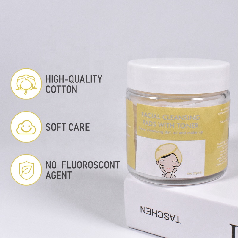 Private label   Facial Cleansing Pads With Toner Peeling Pads Bamboo Cotton Peeling Makeup Pads