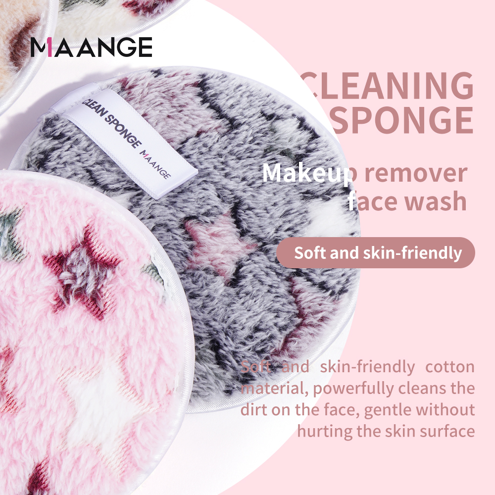 MAANGE New Mix Colors 4Pcs Face Skin Cleansing Nylon Fabric Sponge Reusable Cosmetic Puff Makeup Remover Pad